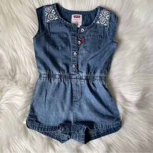 Levi's★Girl's Blue Denim romper 18 Months.